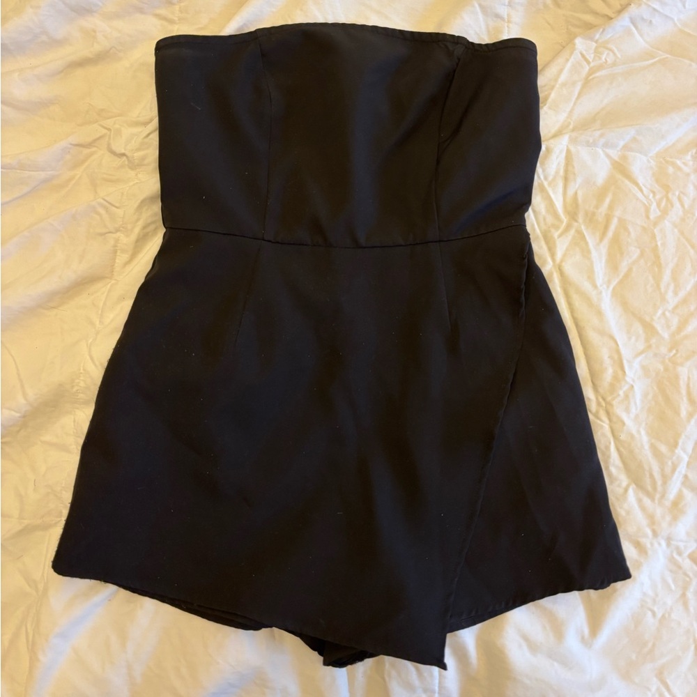 Black Strapless Romper